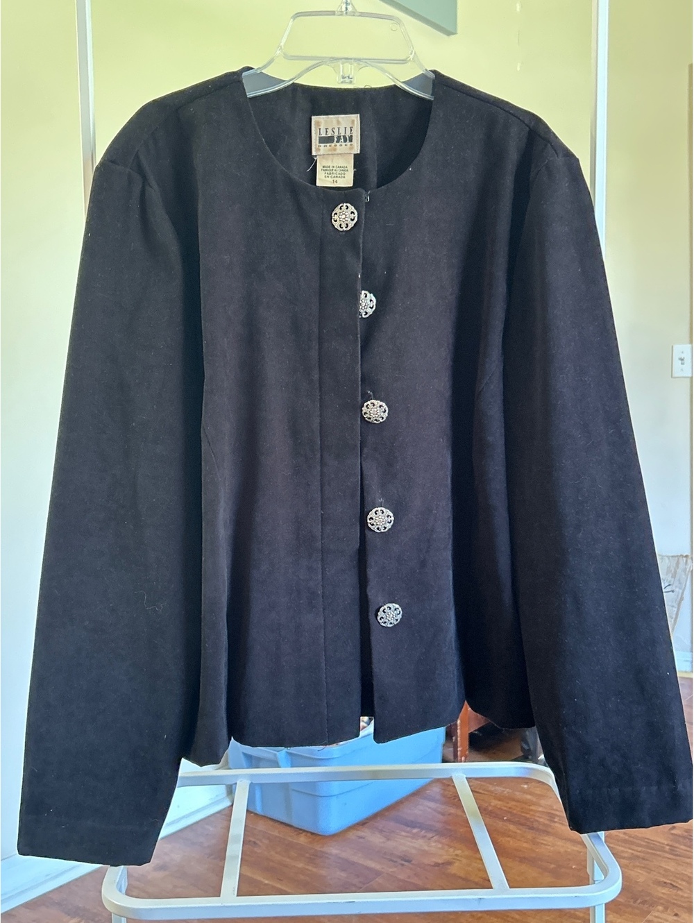 Leslie Fay Black Suede Jacket Size 14